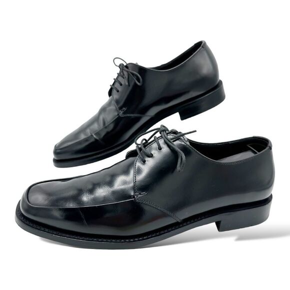 PRADA Men's Size 6.5 Leather Lace Up Square Toe Dress Shoes Black - Picture 1 of 13